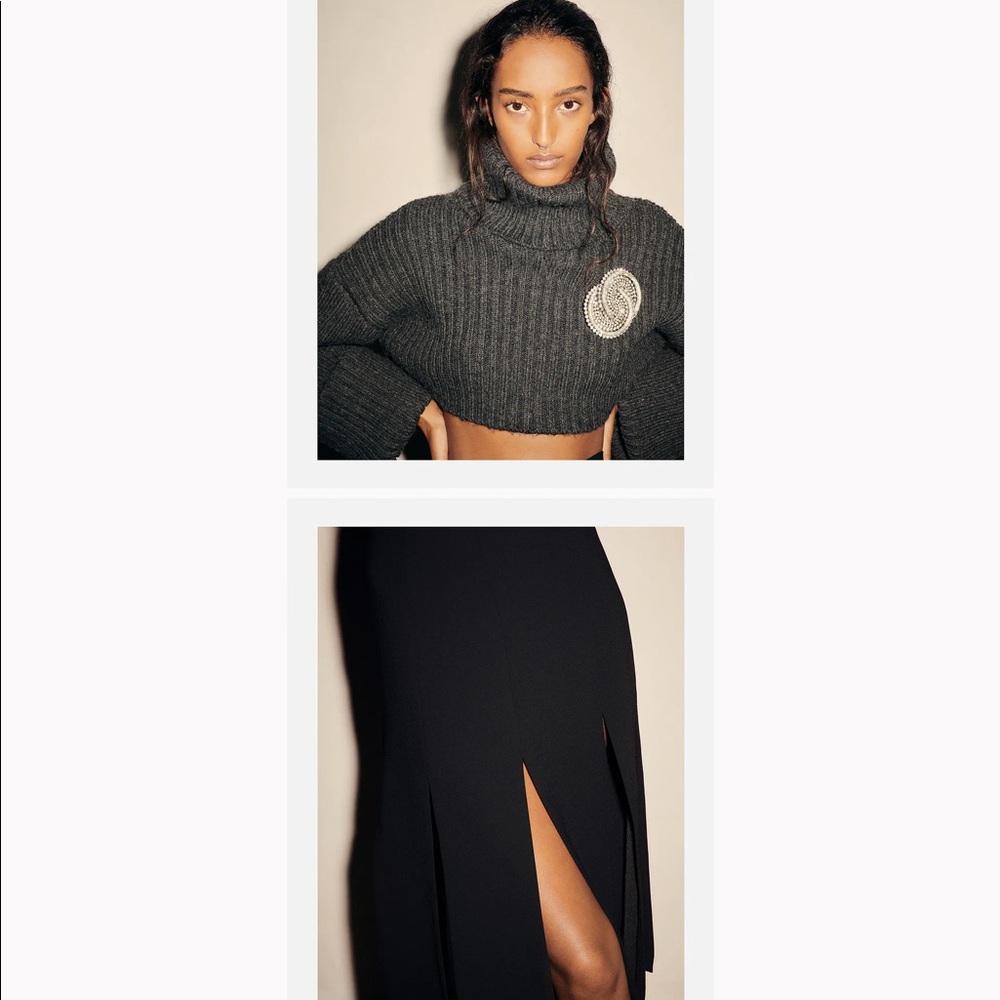 New Zara Panel Slit Black Skirt 7903/878 - Picture 2 of 7
